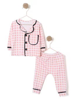 Pijama carouri 2 piese model roz 1