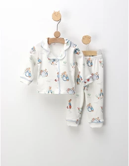 Pijama Familia Iepurasilor, alb-albastru