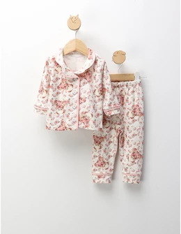 Pijama imprimata Fetita Ursulet, cu roz