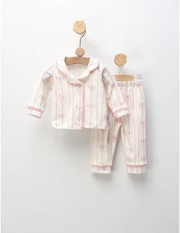 Pijama imprimata Fundite, alb-roz