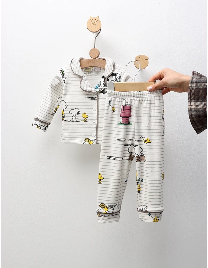 Pijama imprimata Snoopy si Charlie, alb-gri picture - 3