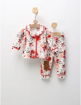 Pijama imprimata Trandafiri, cu rosu