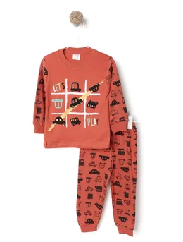 Pijama LET'S DRIVE model caramiziu 1