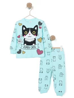 Pijama SUPER CATS model verde 1