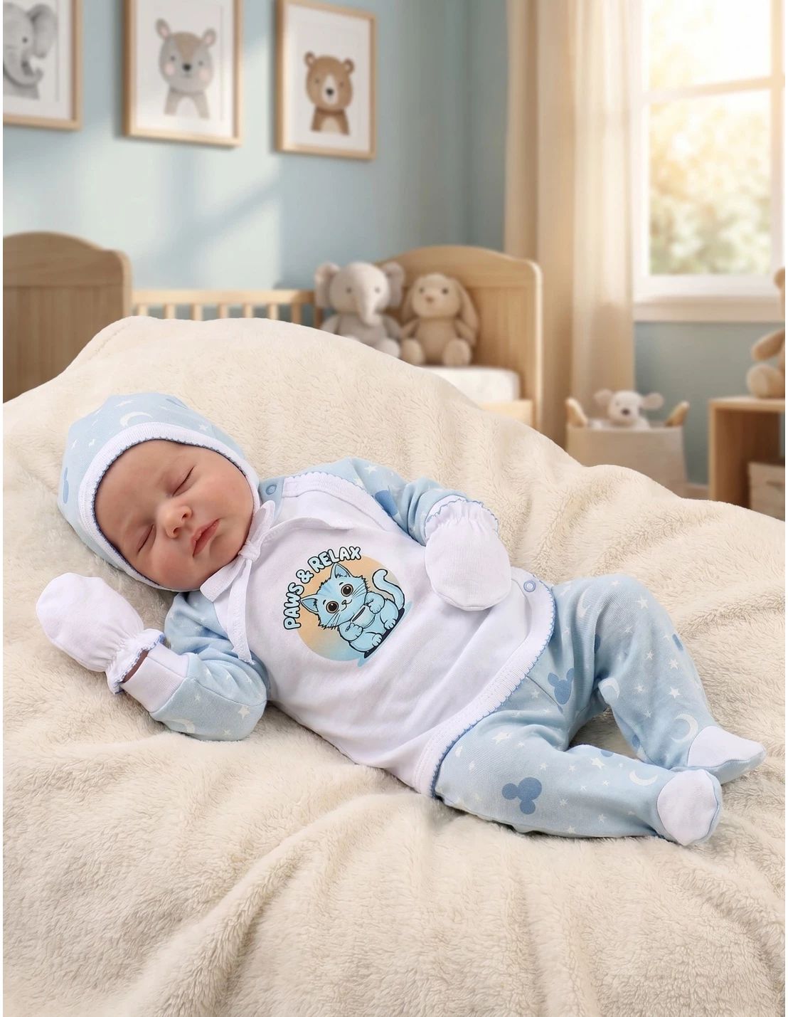 Costumas 5 piese Paws & Relax albastru stele