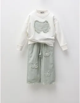 Compleu The Butterfly, alb-verde