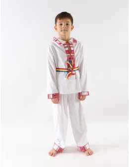 Costum popular baieti 3 piese rosu M1