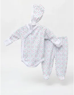 Costumas 3 piese, buline multicolor cu verde`