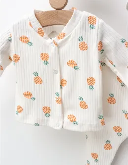 Costumas 5 piese, Ananas, alb-portocaliu