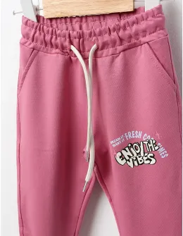 Pantaloni trening ENJOY THE VIBES roz pal