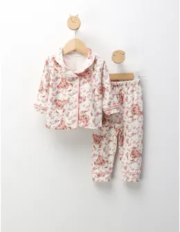 Pijama imprimata Fetita Ursulet, cu roz