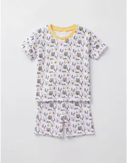 Pijama MS imprimata Wild Wild, cu galben