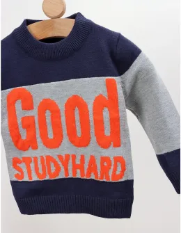 Pulover GOOD STUDYHARD gri-albastru inchis