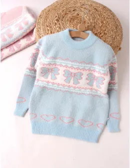 Pulover Mohair, Trei Fundite, blue-roz