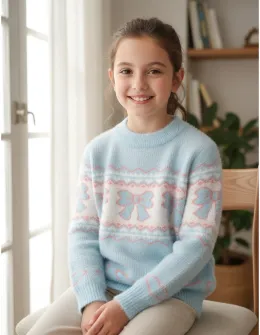Pulover Mohair, Trei Fundite, blue-roz