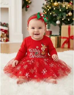 Rochita cu bentita Merry Christmas, rosu