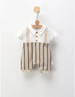 Salopeta Fashion Boy, alb-crem