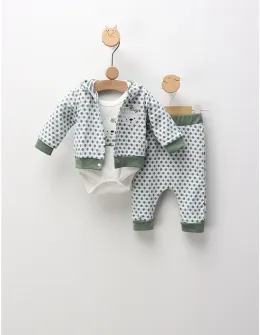 Set 3 piese, Fetita Urs si Buline, cu verde