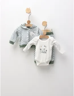 Set 3 piese, Fetita Urs si Buline, cu verde