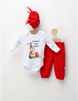 Set 3 piese Minikids, Primul Meu Paste, rosu