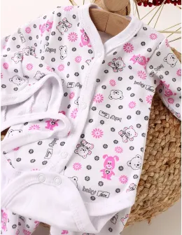 Set greieras bebelusi Baby Bear alb-roz