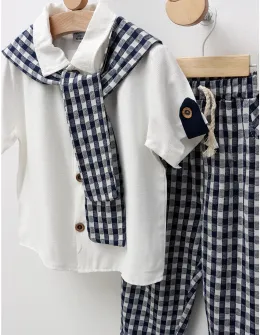 Set lejer de vara, Fashion Style, alb-albastru