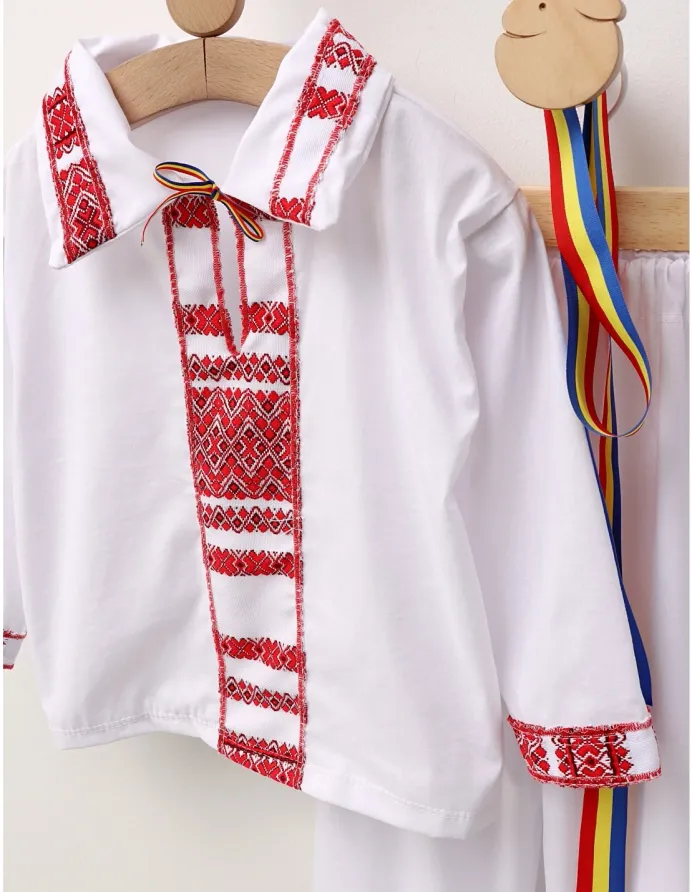Costum popular baieti 3 piese rosu M1 picture - 4