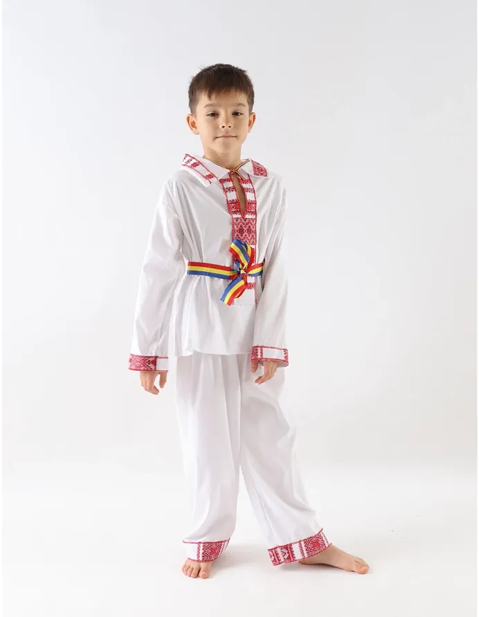 Costum popular baieti 3 piese rosu M1 picture - 6