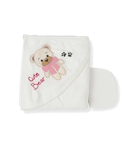 Prosop de baie, Cute Bear, alb-roz