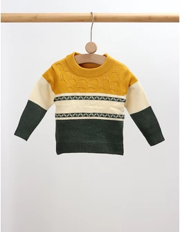 Pulover baietei Miguelle galben-kaki