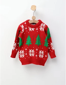 Pulover Braduti si Zapada, rosu-Craciun