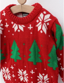 Pulover Braduti si Zapada, rosu-Craciun