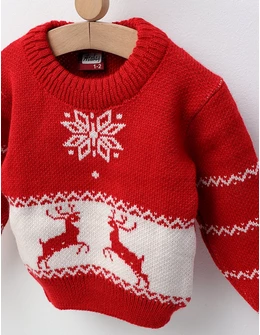 Pulover Craciun, Doi Reni, cu rosu