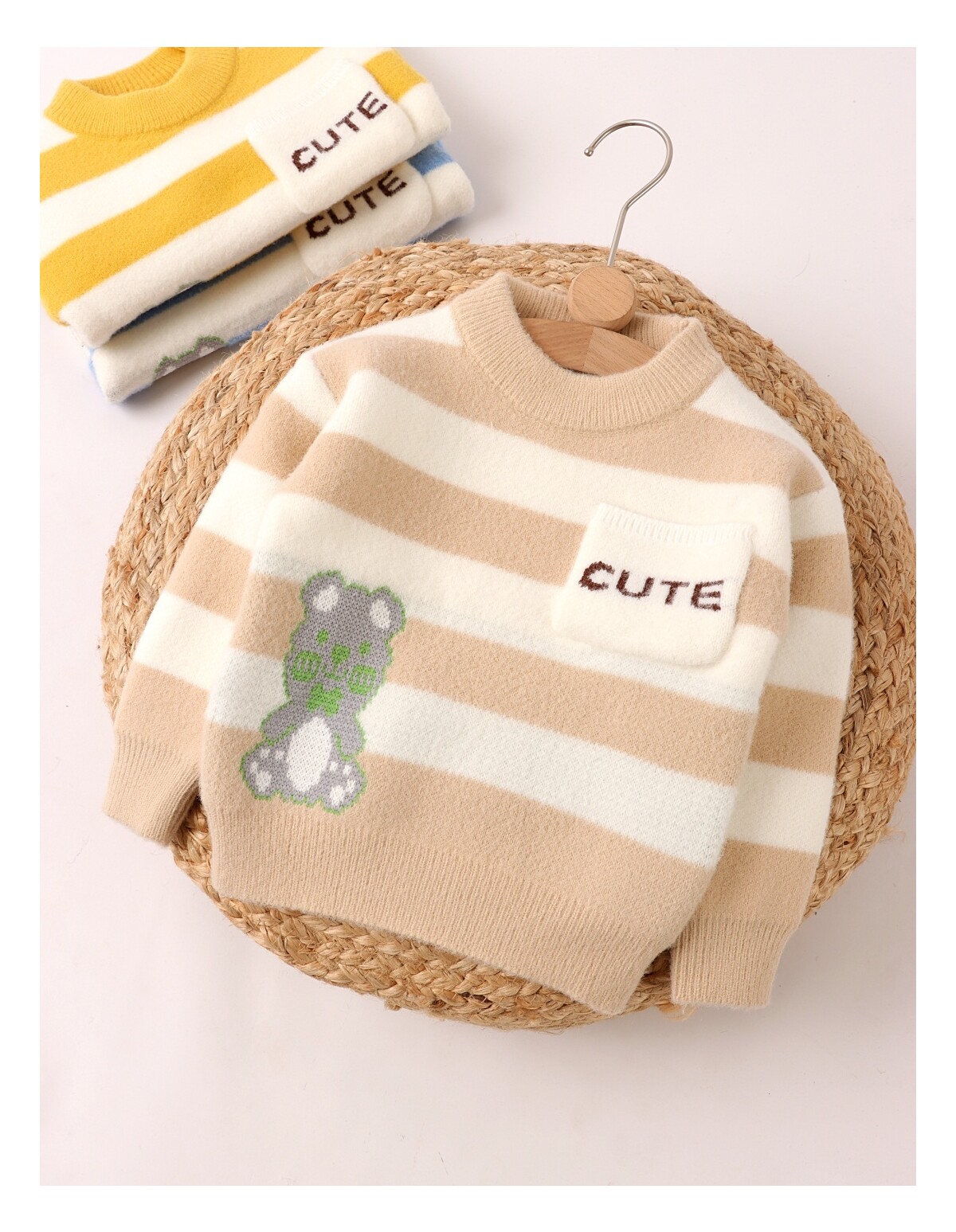 Pulover Cute Lovely Bear, crem