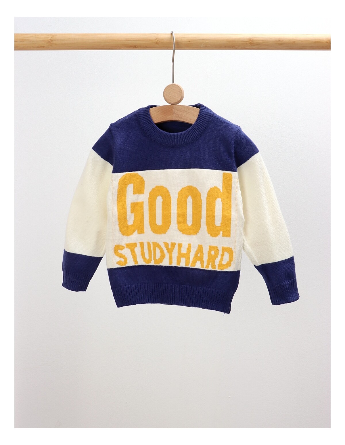 Pulover GOOD STUDYHARD alb-albastru inchis