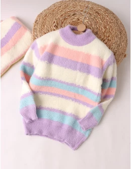 Pulover Mohair, Colors, mov-alb-roz