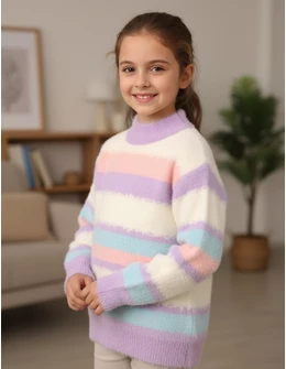 Pulover Mohair, Colors, mov-alb-roz