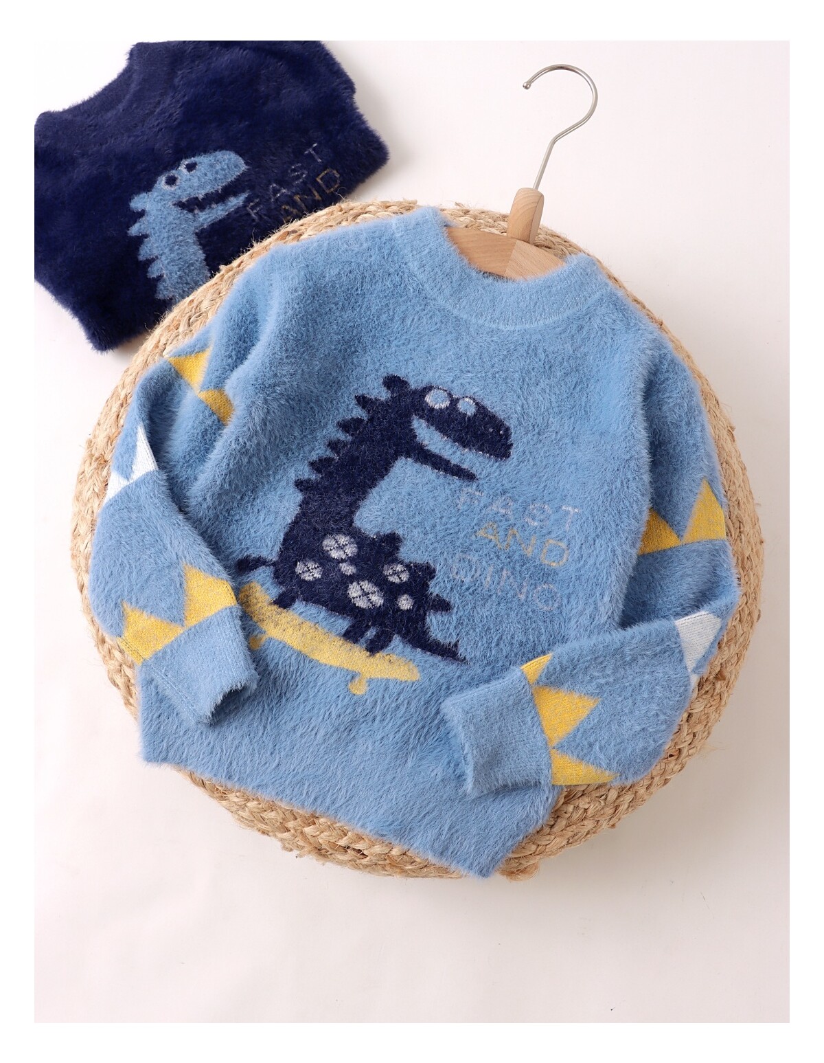 Pulover Mohair, Fast And Dino, albastru