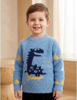 Pulover Mohair, Fast And Dino, albastru