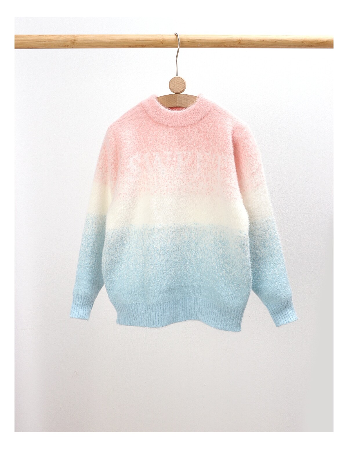 Pulover Mohair Sweet You, corai-alb-bleu