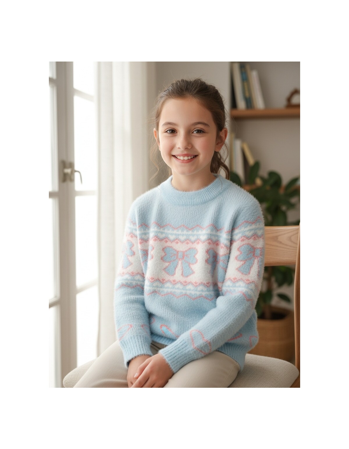 Pulover Mohair, Trei Fundite, blue-roz