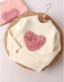 Pulover premium ecru inimioara