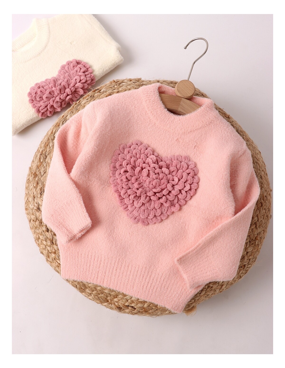 Pulover premium roz inimioara