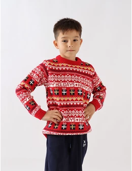 Pulover rosu reni Craciun