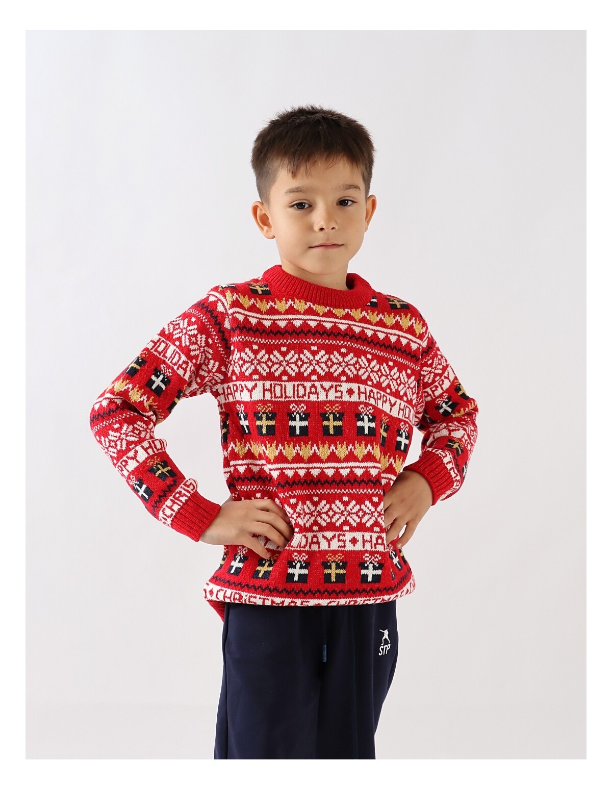 Pulover rosu reni Craciun