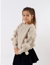 Pulover tricotat cu ciucurasi, model crem picture - 1