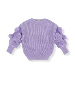 Pulover tricotat cu ciucurasi, model mov