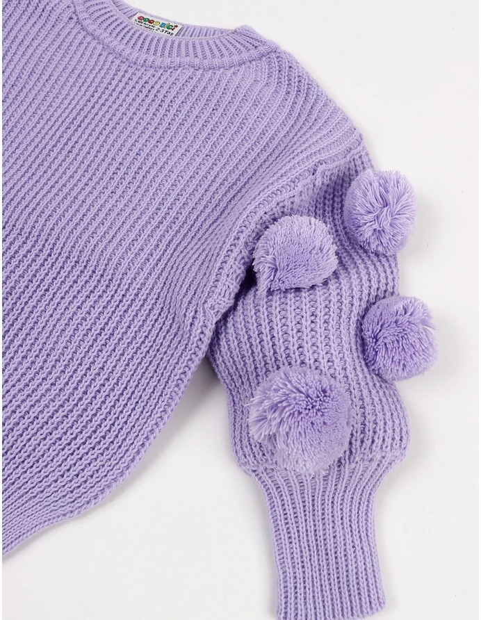 Pulover tricotat cu ciucurasi, model mov picture - 3