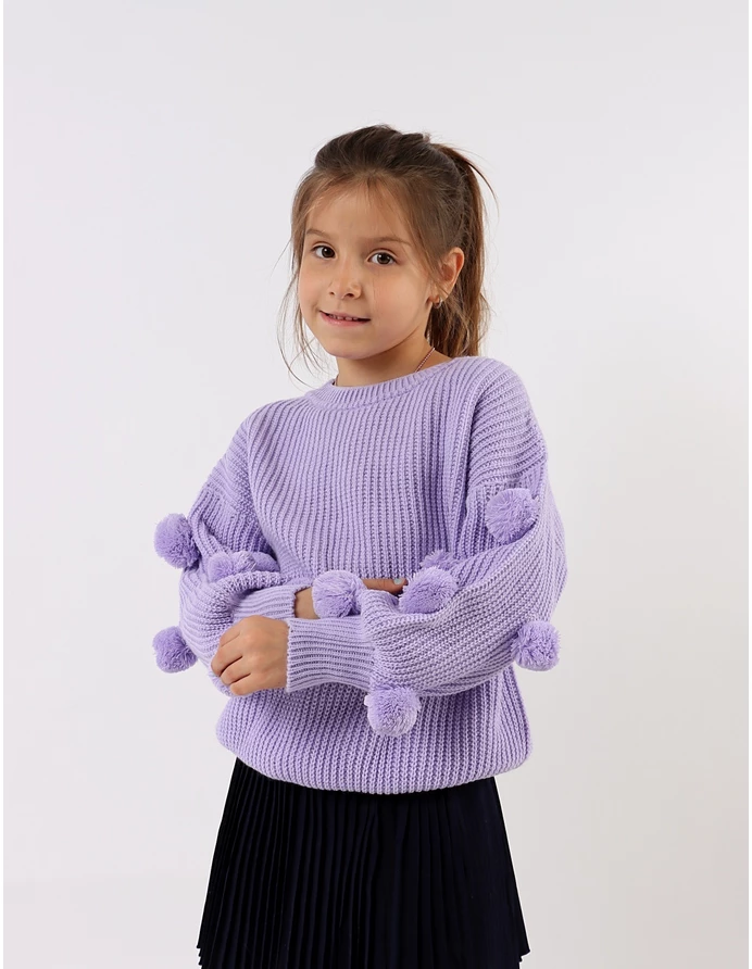 Pulover tricotat cu ciucurasi, model mov picture - 5