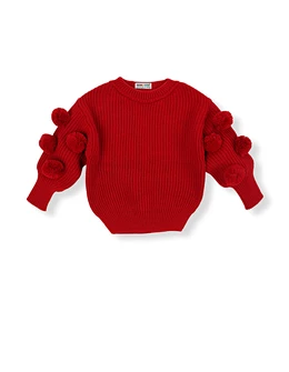 Pulover tricotat cu ciucurasi, model rosu